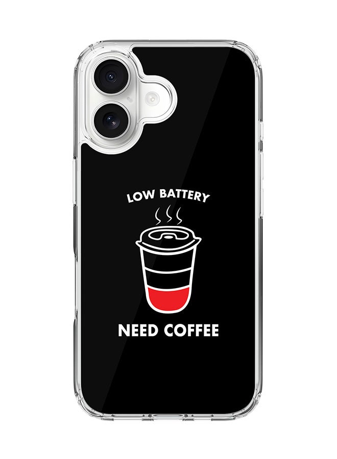 Stylizedd Classic Clear MagSafe Case for iPhone 17 , Hybrid Soft Case Flexible Edges Anti Drop TPU PC Gel Thin Transparent Cover [ Designed for iPhone 17 ] - Low battery need coffee