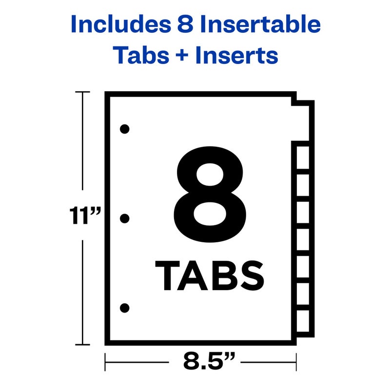 Avery 8-Tab Binder Dividers, Insertable Clear Big Tabs, 1 Set (11112) - Image 5