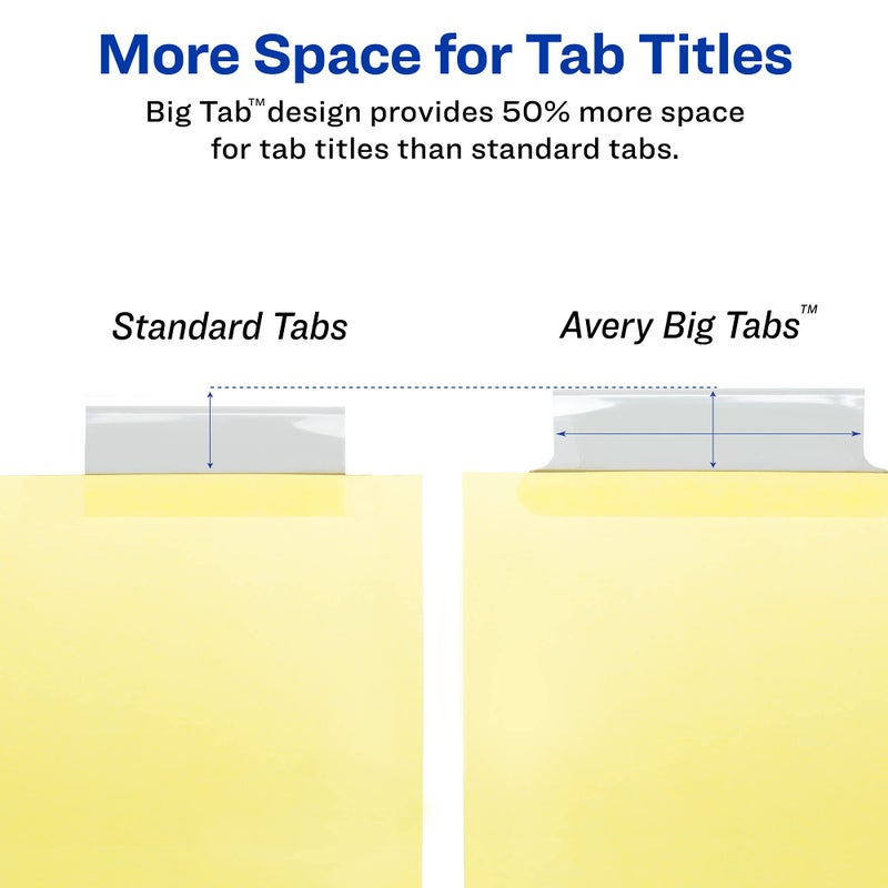 Avery 8-Tab Binder Dividers, Insertable Clear Big Tabs, 1 Set (11112) - Image 4