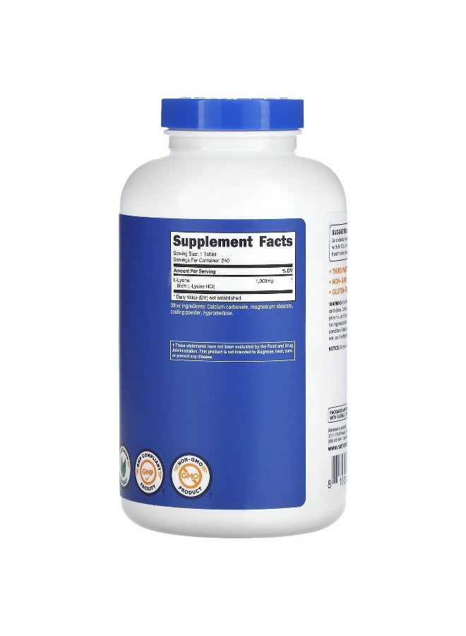 Nutricost, L-Lysine, 1,000 mg , 240 Tablets (Packaging may vary) - Image 2