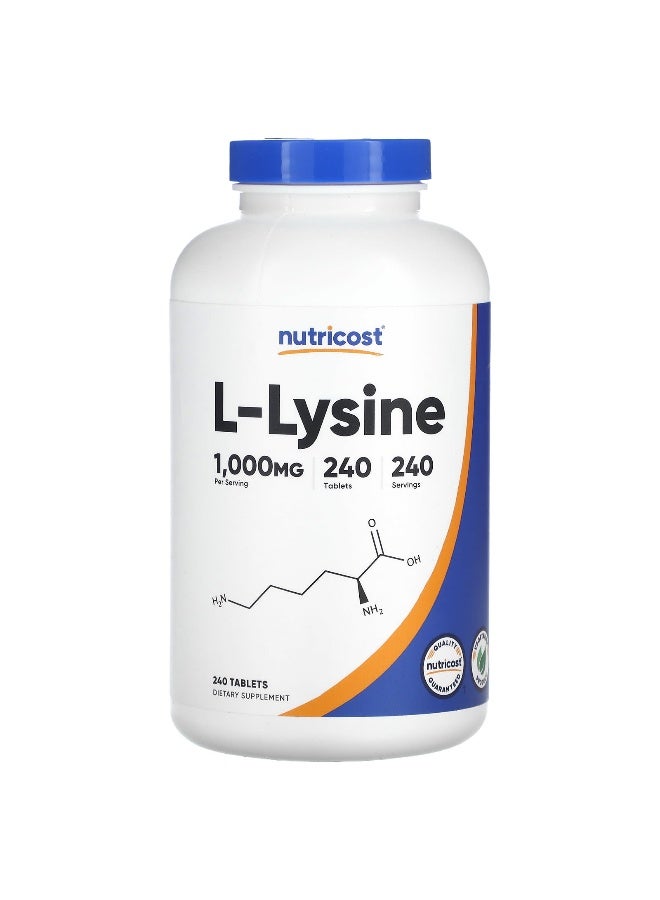 Nutricost, L-Lysine, 1,000 mg , 240 Tablets (Packaging may vary) - Image 1