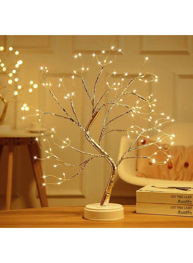 توشيونيكس مصباح طاولة إضاءة ليلية ، سلك نحاسي مطور ، فرع شجرة بونساي ، USB وبطارية تعمل بالطاقة 36 مصباح LED أبيض دافئ لتزيين المنزل ، لافتة زفاف ، غرفة الأطفال ، ديكور غرفة نوم الكريسماس - Image 2