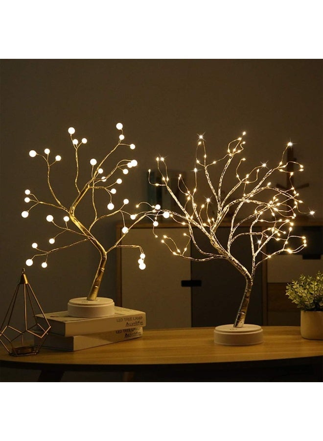 توشيونيكس مصباح طاولة إضاءة ليلية ، سلك نحاسي مطور ، فرع شجرة بونساي ، USB وبطارية تعمل بالطاقة 36 مصباح LED أبيض دافئ لتزيين المنزل ، لافتة زفاف ، غرفة الأطفال ، ديكور غرفة نوم الكريسماس - Image 3