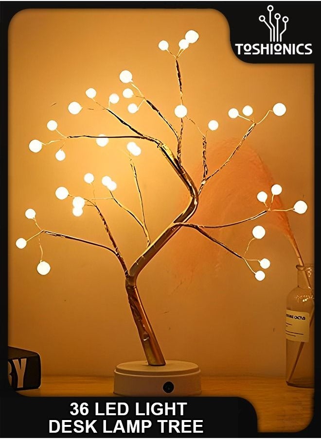 Toshionics Night Light Table Lamp Upgraded Copper Wire Bonsai Tree Branch USB & Battery Powered 36 Warm White LED For Home Decoration Wedding Sign Children's Room Christmas Bedroom Decor  - Image 1