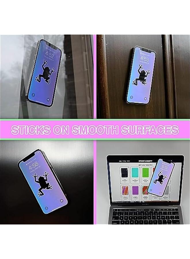 ALMEKAQUZ 4 Pack Suction Phone Case Mount, Silicone Adhesive Phone Accessory for iPhone and Android, Hands-Free Fidget Toy Mirror Shower Phone Holder, Tiktok Videos Selfies (Black White Pink Orange) - Image 3