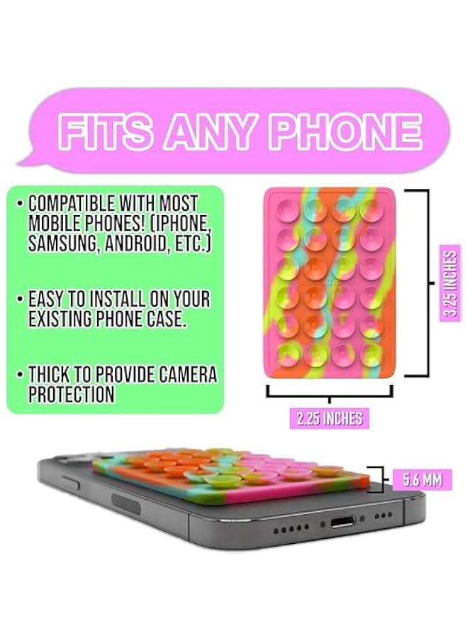 ALMEKAQUZ 4 Pack Suction Phone Case Mount, Silicone Adhesive Phone Accessory for iPhone and Android, Hands-Free Fidget Toy Mirror Shower Phone Holder, Tiktok Videos Selfies (Black White Pink Orange) - Image 5