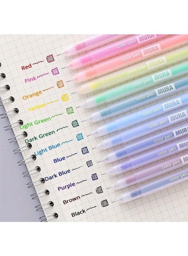 ميرا مجموعة أقلام جل ملونة مؤلفة من 12 قلمًا، أقلام كوايي ذات رؤوس دقيقة بعرض 0.5 مم، أقلام جل مقاومة للماء للفنانين وطلاب المدارس ومخططي الوقت ومن يكتبون في المفكرات، للرسم والتخطيط (12 لونًا). - Image 2
