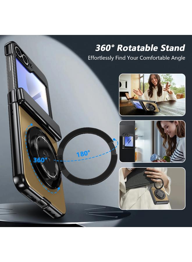 S-TOP Case For Samsung Galaxy Z Flip6 Gold Medal Rotating Folding Series Ring Holder Phone Case - Image 5