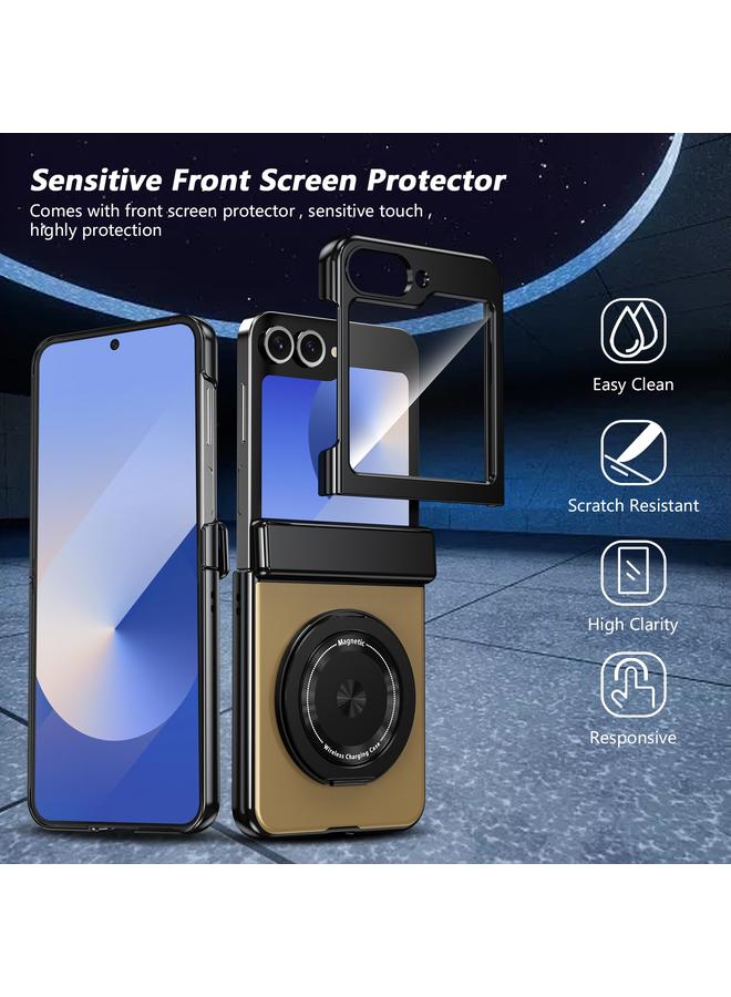 S-TOP Case For Samsung Galaxy Z Flip6 Gold Medal Rotating Folding Series Ring Holder Phone Case - Image 2