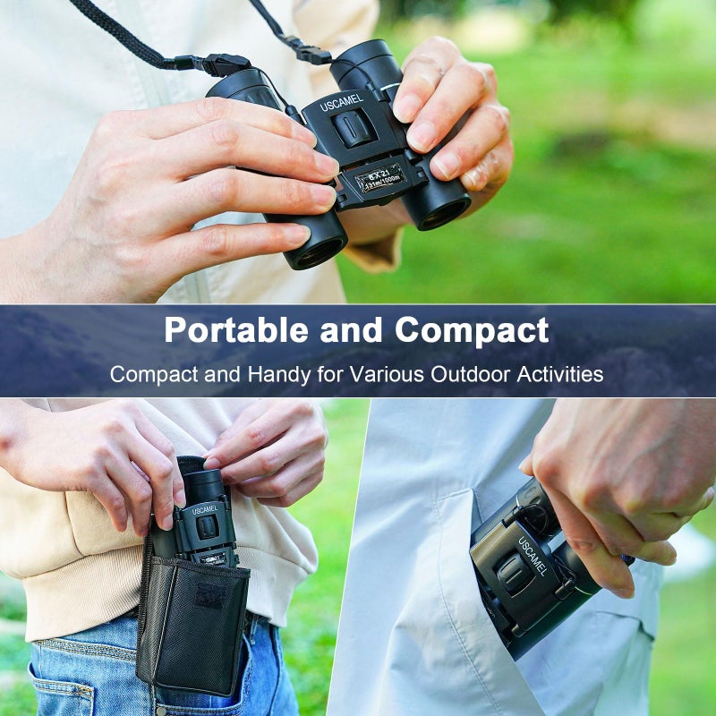 USCAMEL Binoculars for Adults and Kids 8×21 High Powered Compact Binoculars BAK4 Prism Easy Focus - for Bird Watching, Outdoor Use, Hunting, Travel (Black) - Image 5