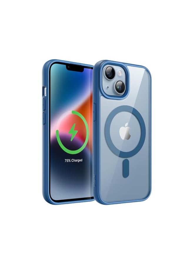 JETech Magnetic Case for iPhone 14 Plus 6.7-Inch Compatible with MagSafe, Shockproof Phone Bumper Cover, Solid Color Matte TPU Frame, Anti-Scratch Clear Back (Blue) - Image 1
