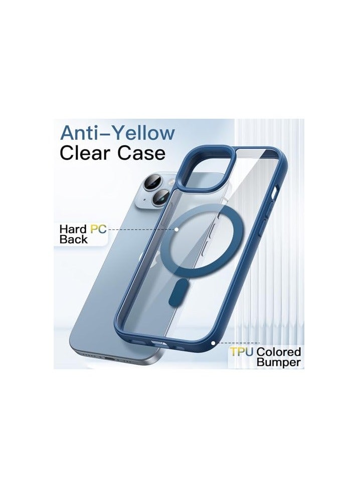 JETech Magnetic Case for iPhone 14 Plus 6.7-Inch Compatible with MagSafe, Shockproof Phone Bumper Cover, Solid Color Matte TPU Frame, Anti-Scratch Clear Back (Blue) - Image 2