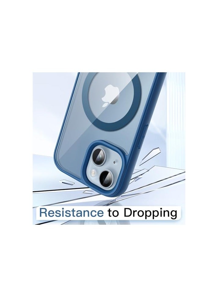 JETech Magnetic Case for iPhone 14 Plus 6.7-Inch Compatible with MagSafe, Shockproof Phone Bumper Cover, Solid Color Matte TPU Frame, Anti-Scratch Clear Back (Blue) - Image 4