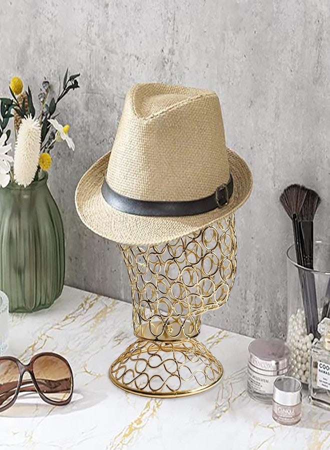 CHADWICK Wig Head Stand Metal Hollow Mannequin Head Hat Display Stand Wig Holder, Wig Display Model Head Wig Stand for Wigs, Hats, Caps, Headdress, Headphones, Dome + Detachable Stand, Chrome Gold - Image 5