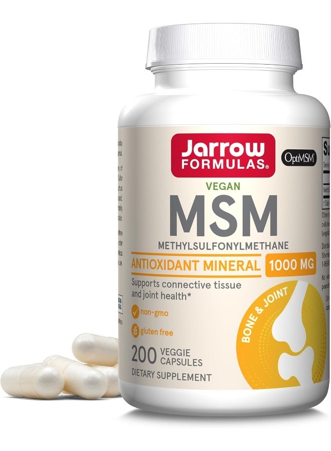 jarrow formulas Msm 1000 Mg - 200 Veggie Caps - Methylsulfonylmethane - Image 1