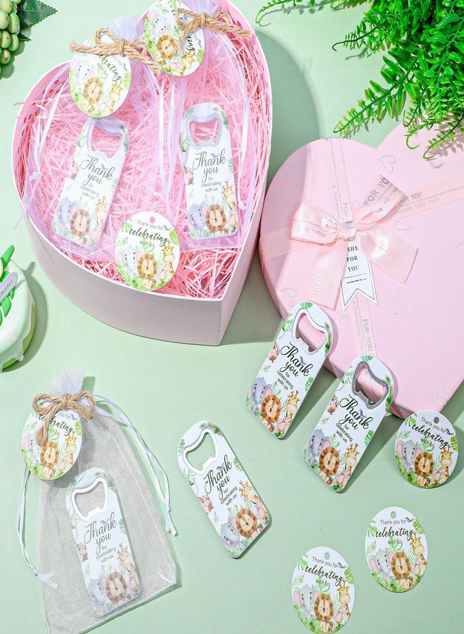 Singhoow 50 Pcs Baby Shower Bottle Opener Bulk Favor for Guests Magnetic Handheld Bottle Opener with Thank You Tags Drawstring Bags for Baby Shower Baptism Souvenir(Jungle Animal) - Image 4