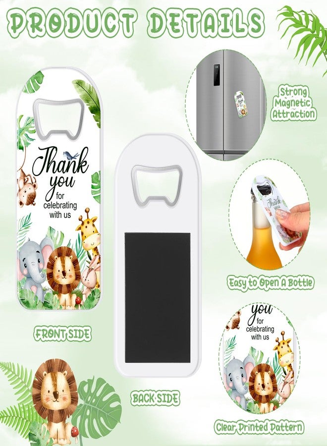 Singhoow 50 Pcs Baby Shower Bottle Opener Bulk Favor for Guests Magnetic Handheld Bottle Opener with Thank You Tags Drawstring Bags for Baby Shower Baptism Souvenir(Jungle Animal) - Image 3