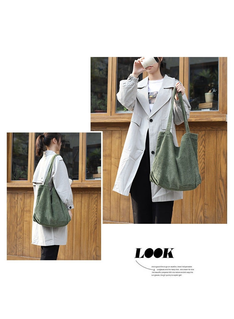 Large Capacity Corduroy Tote Shopping Bag For Woman - Image 2