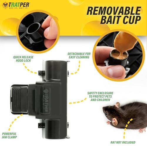 TRATPER Rat and Chipmunk Traps. Prevents Accidental Triggering with Dual Tunneled Design. Covered Snap Traps for Humane Kill, Reusable, Pest Control for Rats, Indoor & Outdoor Use. 4 Pack - Image 3