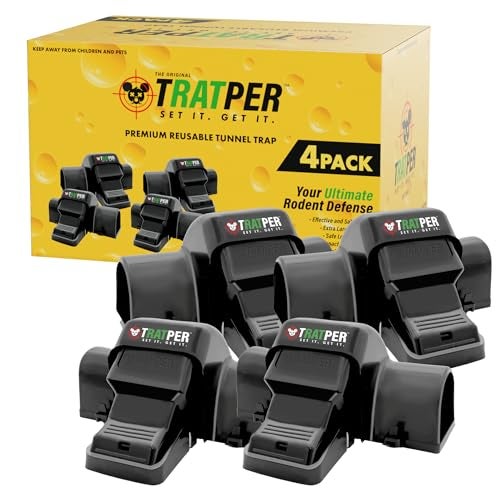TRATPER Rat and Chipmunk Traps. Prevents Accidental Triggering with Dual Tunneled Design. Covered Snap Traps for Humane Kill, Reusable, Pest Control for Rats, Indoor & Outdoor Use. 4 Pack - Image 1
