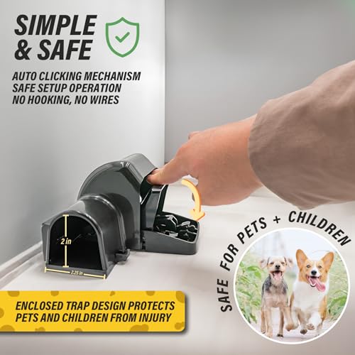 TRATPER Rat and Chipmunk Traps. Prevents Accidental Triggering with Dual Tunneled Design. Covered Snap Traps for Humane Kill, Reusable, Pest Control for Rats, Indoor & Outdoor Use. 4 Pack - Image 4