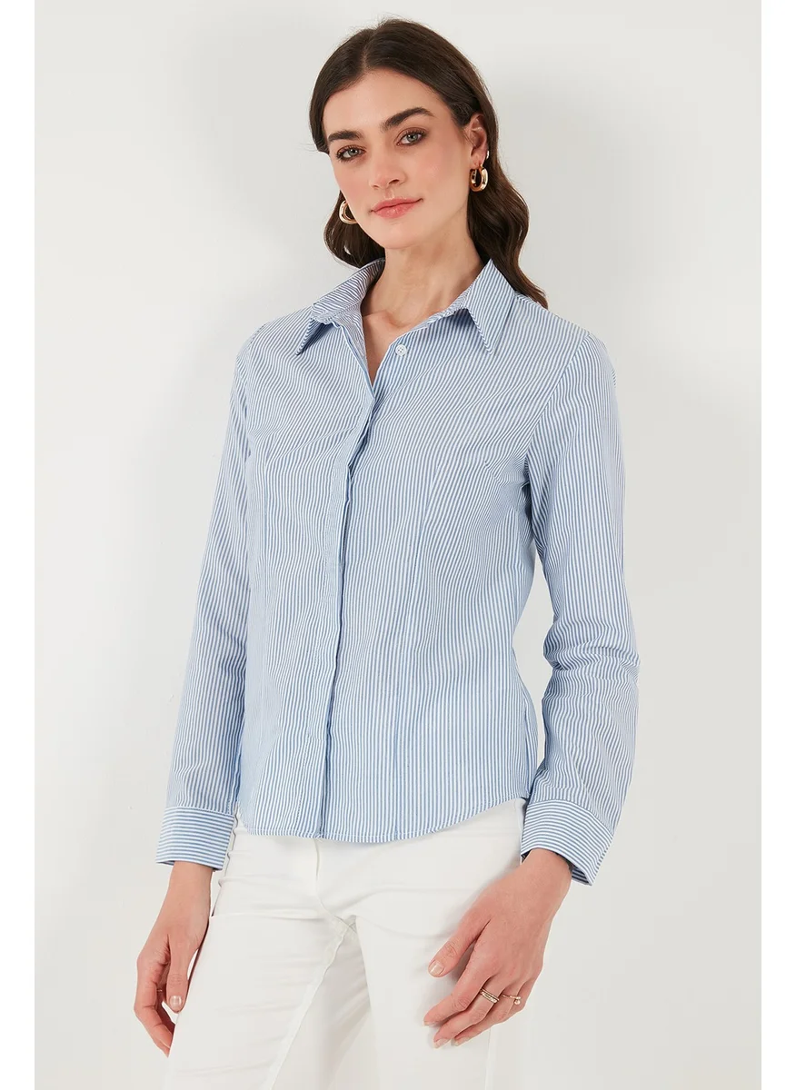 Lela Cotton Slim Fit Classic Collar Striped Shirt Women's Shirt 6777423