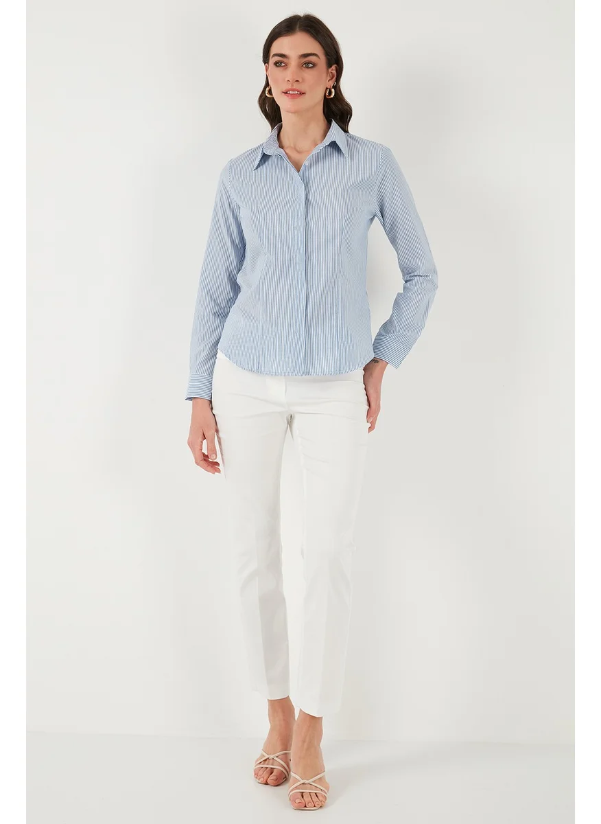 Lela Cotton Slim Fit Classic Collar Striped Shirt Women's Shirt 6777423
