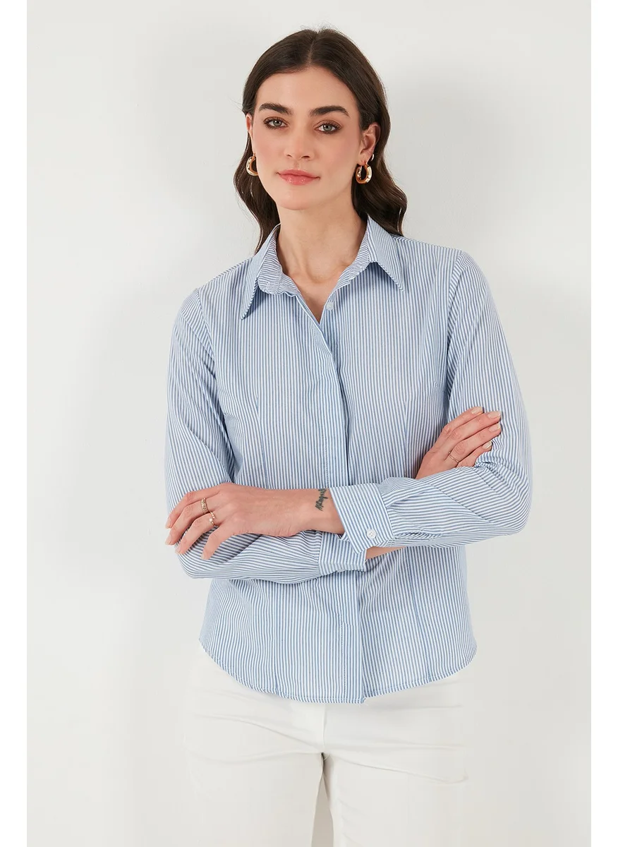 Lela Cotton Slim Fit Classic Collar Striped Shirt Women's Shirt 6777423