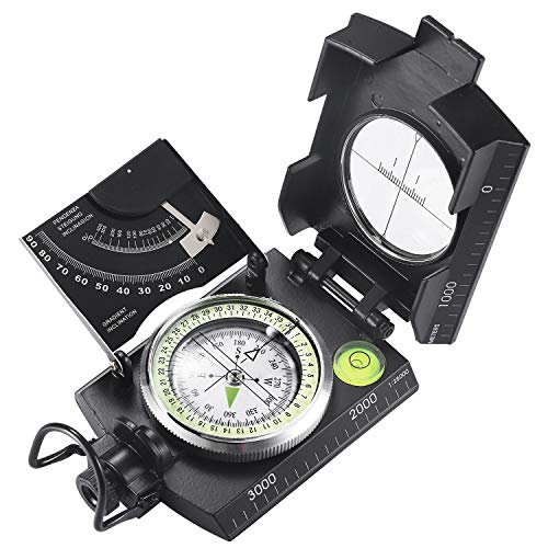 Eyeskey Multifunctional Military Metal Sighting Navigation Compass with Inclinometer | Impact Resistant & Waterproof Compass for Hiking, Camping, Boy Scout (Black) - Image 1