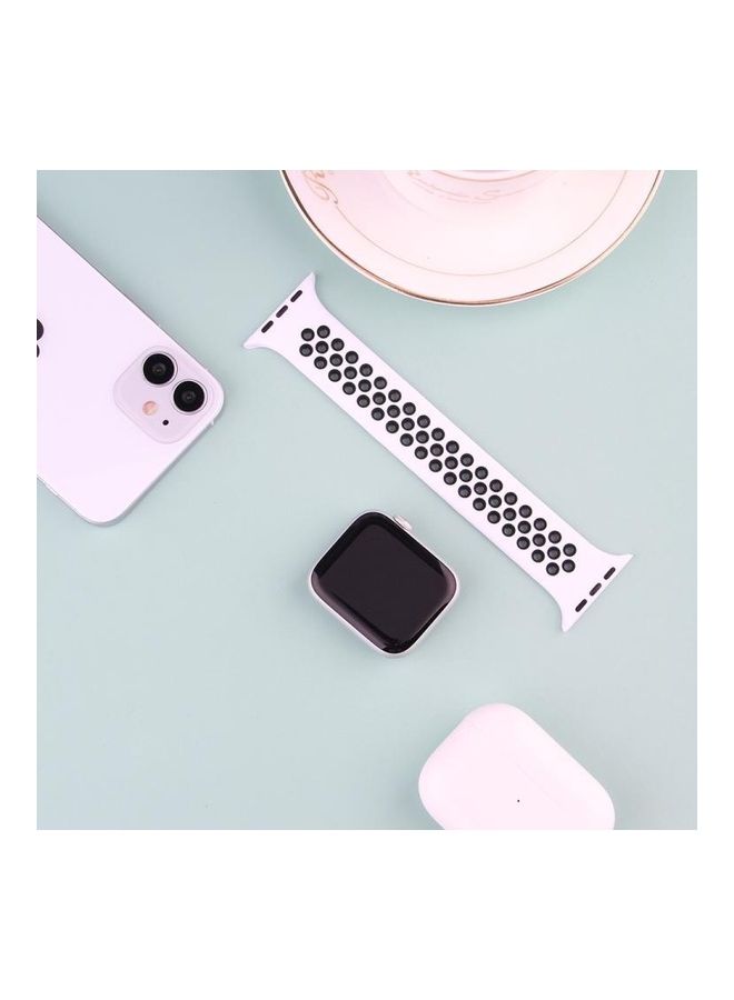 BGM Elastic Silicone Watchband For Apple Watch Series 6/SE/5/4 44mm - 3/2/1 42mm Light Pink/White - Image 3