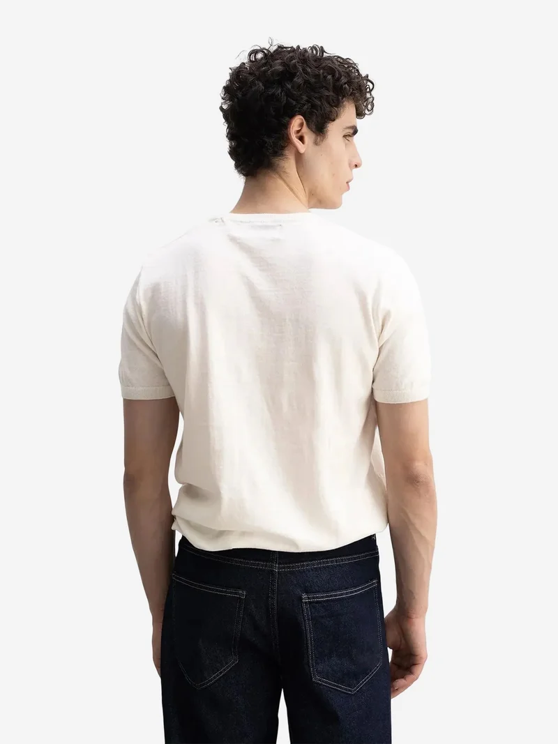 Giesto White GIESTO Solid Crew Neck T-Shirt for Men | Best Price UAE