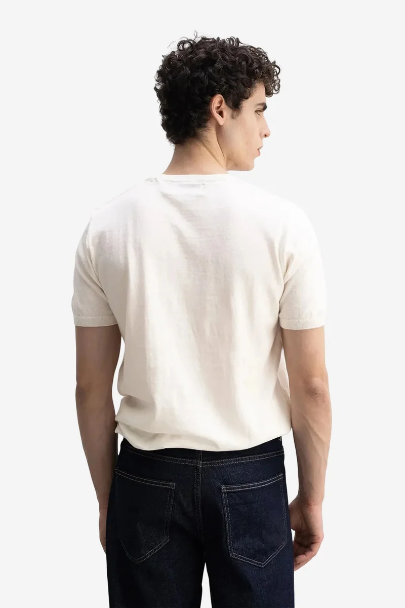 Giesto White GIESTO Solid Crew Neck T-Shirt for Men | Best Price UAE