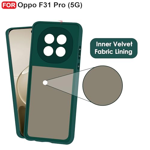 CEDO Back Cover for Oppo F31 Pro (5G) | Camera Bump Protection & Inner Velvet Fabric Lining | Ultra Slim Matte Soft Rubberised Case Cover (Green) - Image 4