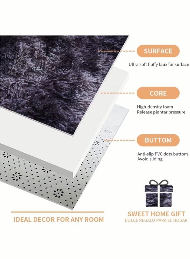 Gray Gradient Rug Tie-dye Rectangular Table Sofa Side Area Rugs Soft Stylish Carpet - Image 5