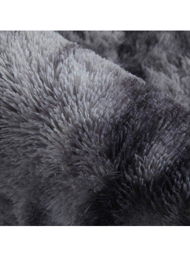 Gray Gradient Rug Tie-dye Rectangular Table Sofa Side Area Rugs Soft Stylish Carpet - Image 3