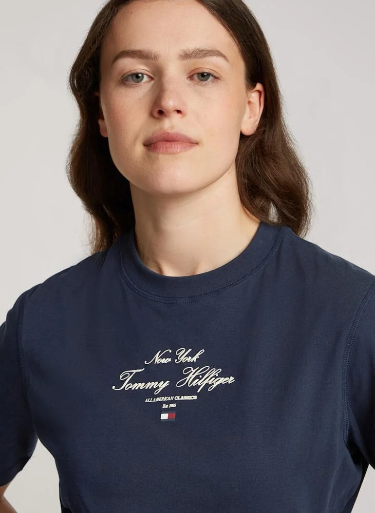 TOMMY HILFIGER Logo Detail Crew Neck Knitted Dress