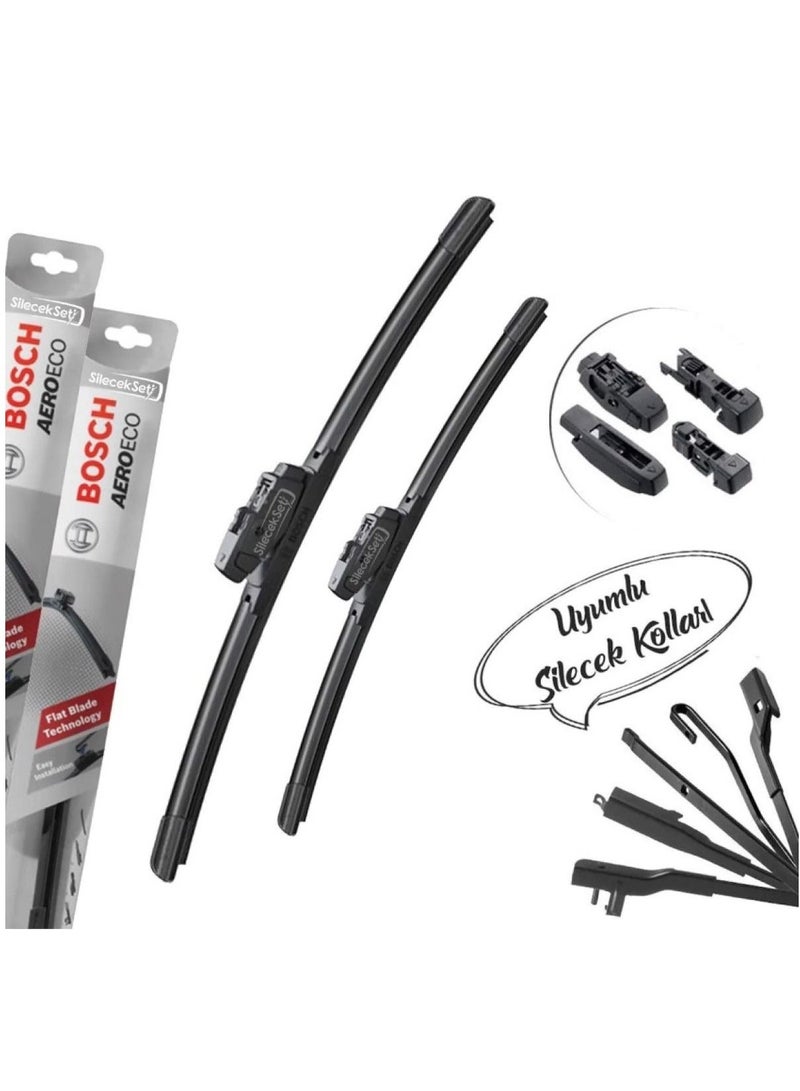 BOSCH Aeroeco Front Window Wiper Blades Driver Side And Passenger side For Hyundai Santa Fe Feb. 2018 - 2023 - Image 3