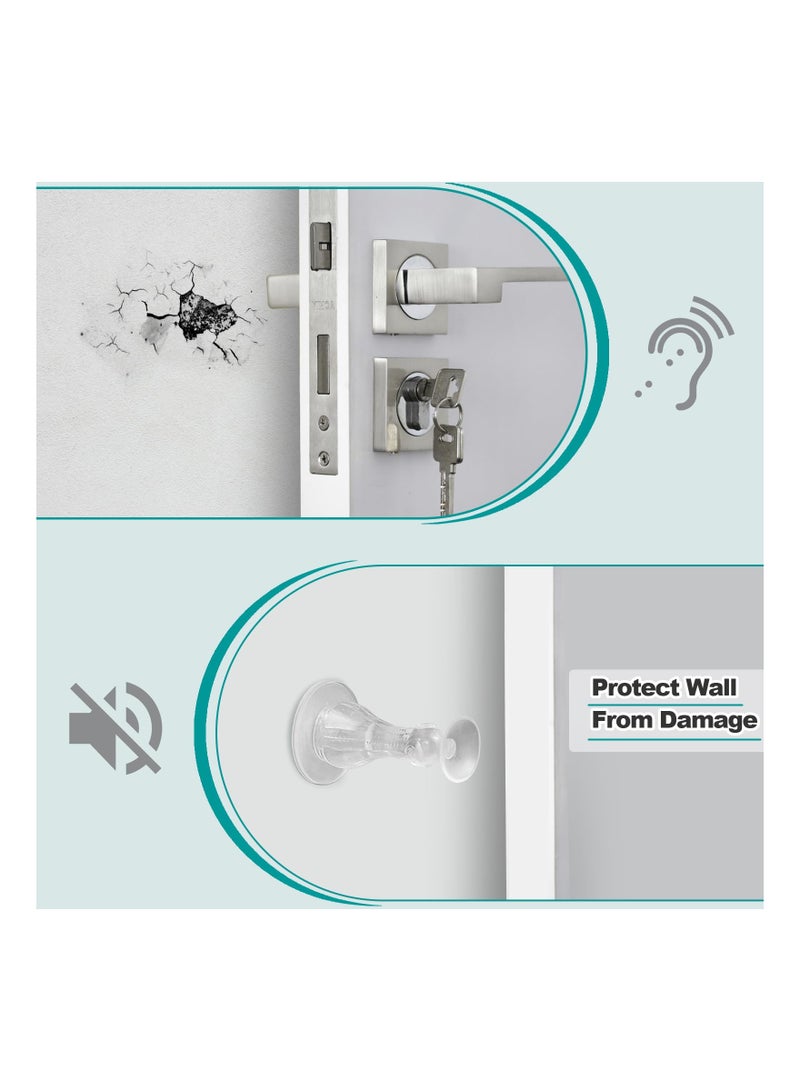 KASTWAVE وقفات أبواب سيليكون شفافة ذاتية اللصق للهواء الطلق واقيات جدران سيليكون متينة قابلة لإعادة الاستخدام وقفالات أبواب مطاطية لا تحتاج إلى حفر خفيفة تصادم بدون أثر 8 قطع - Image 4