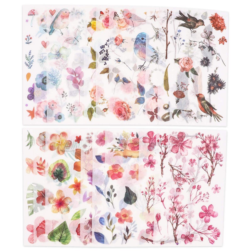 Knaid Watercolor Birds and Flowers Stickers Set - Decorative Sticker for Scrapbooking, Kid DIY Arts Crafts, Album, Bullet Journaling, Junk Journal, Planners, Calendars and Notebook - Image 3
