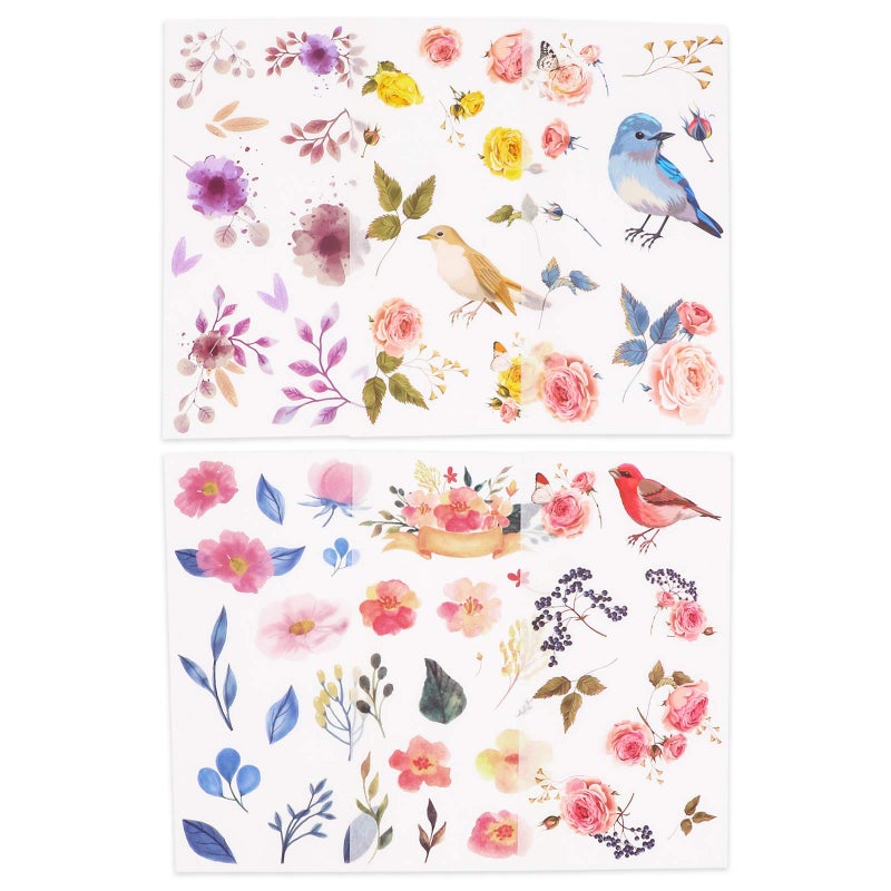 Knaid Watercolor Birds and Flowers Stickers Set - Decorative Sticker for Scrapbooking, Kid DIY Arts Crafts, Album, Bullet Journaling, Junk Journal, Planners, Calendars and Notebook - Image 5