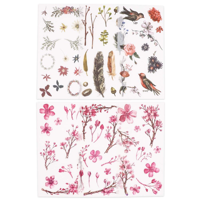 Knaid Watercolor Birds and Flowers Stickers Set - Decorative Sticker for Scrapbooking, Kid DIY Arts Crafts, Album, Bullet Journaling, Junk Journal, Planners, Calendars and Notebook - Image 4