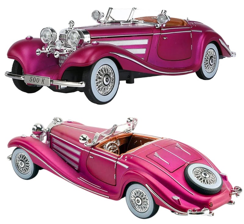 Magicwand® Die-Cast Zinc Alloy 1:24 Scale 1936 Merrc-Bennz Classic Large with 4 Openable Doors,Lights & Music & Working Steering【Cherry】【Pack of 1】 - Image 1