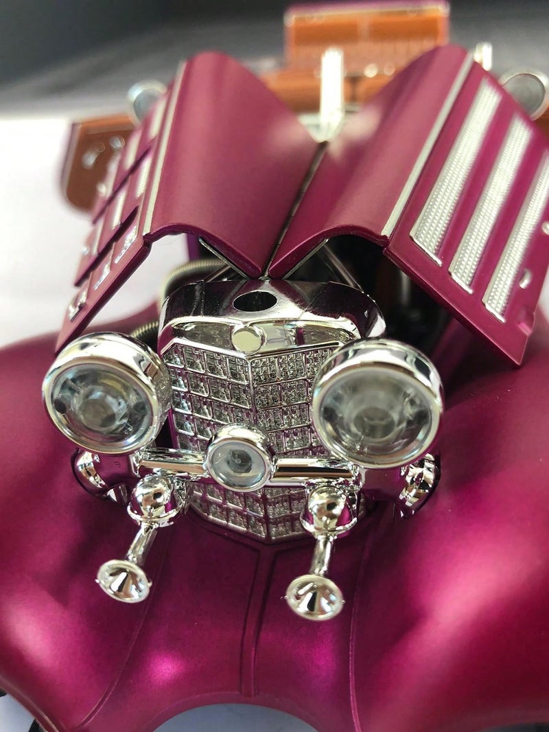 Magicwand® Die-Cast Zinc Alloy 1:24 Scale 1936 Merrc-Bennz Classic Large with 4 Openable Doors,Lights & Music & Working Steering【Cherry】【Pack of 1】 - Image 4