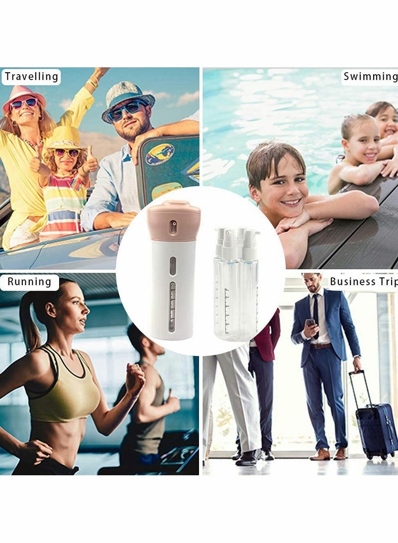 SOLARAE Travel Dispenser Bottle, 4 in 1 Travel Bottles for Shampoo Lotion Gel Set, Leak-proof Travel Containers Bottles for Toiletries Body Wash Liquid Cream(pink+gray) - Image 2