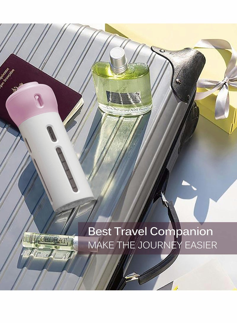 SOLARAE Travel Dispenser Bottle, 4 in 1 Travel Bottles for Shampoo Lotion Gel Set, Leak-proof Travel Containers Bottles for Toiletries Body Wash Liquid Cream(pink+gray) - Image 4