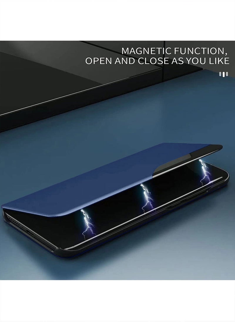 Wtech Xiaomi Redmi 14C 4G 2024  / Xiaomi Redmi 14R 5G 2024 / Xiaomi Redmi A4 5G 2024 Smart Mirror Window Flip Phone Case Auto Sleep Wake Cover - Navy Blue  - Image 5