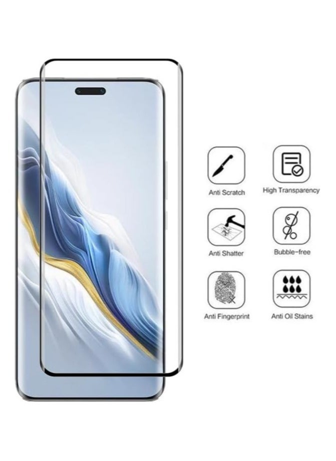 جنرال - - حزمة 2+2 متوافقة مع Honor Magic 6 Pro 5G تحتوي على حامي للشاشة مع حامي لعدسة الكاميرا، فيلم زجاج مقاوم للصدمات بتغطية كاملة، حافظ على شاشة واضحة عالية الجودة ومقاومة للخدوش. - Image 1