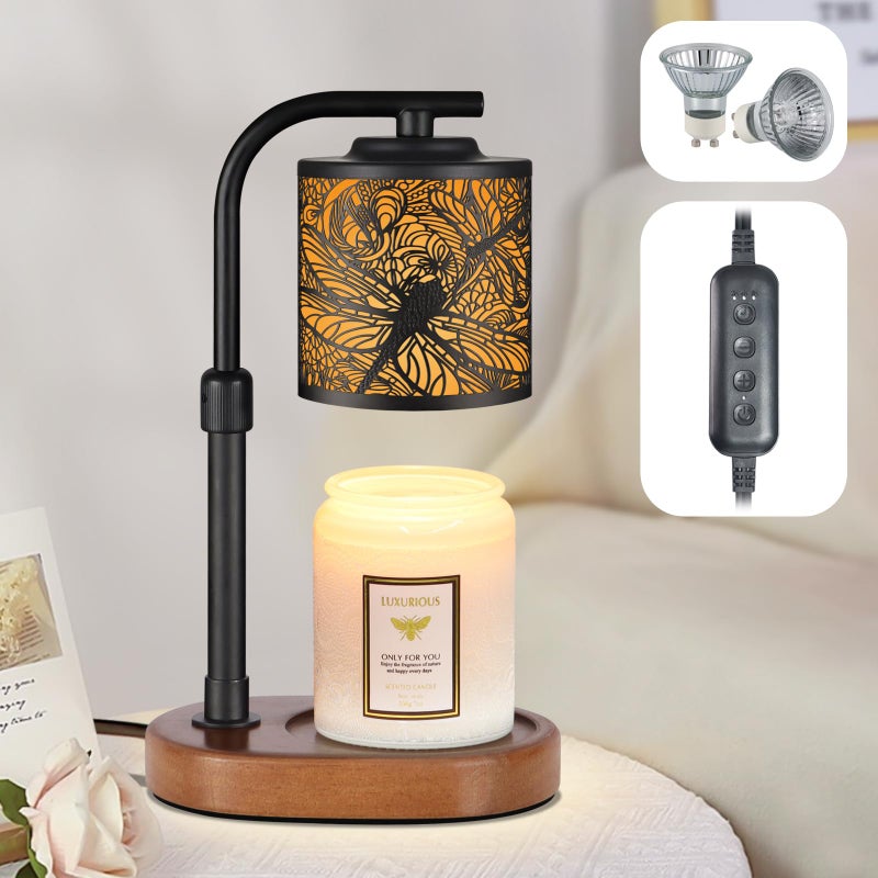kobodon Candle Warmer Lamp with Timer, Electric Candle Lamp Warmer Birthday for Mom Women Home Bedroom Decor Wax Melt Warmer for Scented Wax with Jar Candles (Dragonfly) - Image 1