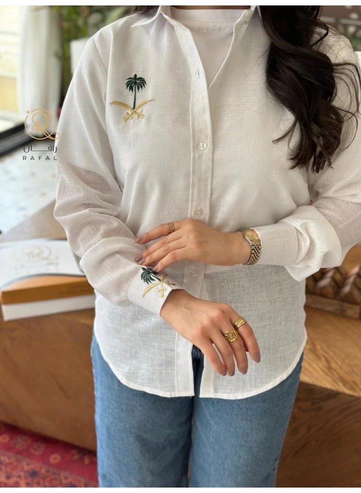 أرام قميص  بتطريز انيق سيفين ونخلة - Image 3
