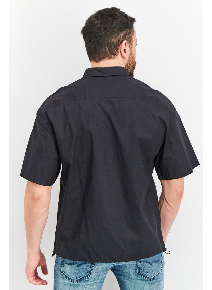 Jack Jones Men Regular Fit Solid Short Sleeves Casual Shirt, Black  - Image 4